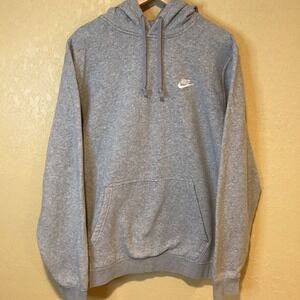 Men's Nike Club Pullover Fleece Hoodie, Heather Gray with White Logo, Men's XL